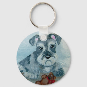 Porte-clés Chiot de Schnauzer avec le porte - clé de nounour
