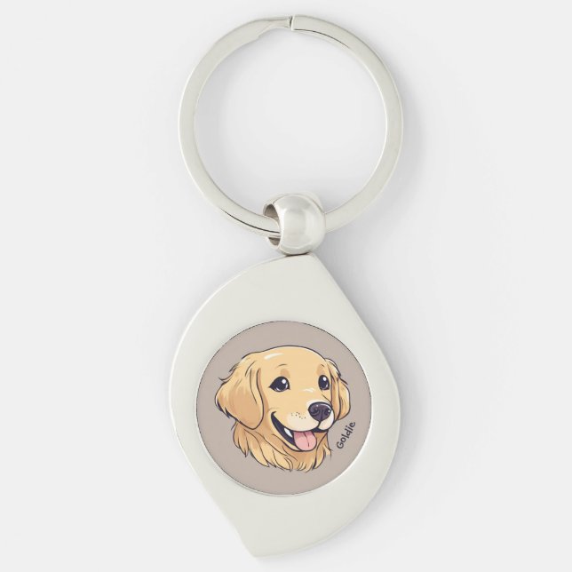 Porte-clés Chiot d'or retriever personnalisé (Devant)