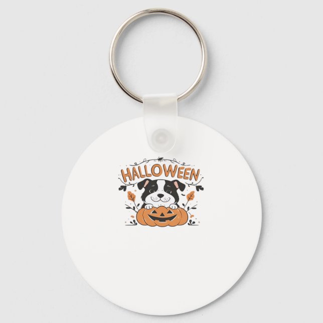 Porte-clés Chiot mignon en Citrouille � Halloween Chien illus (Recto)