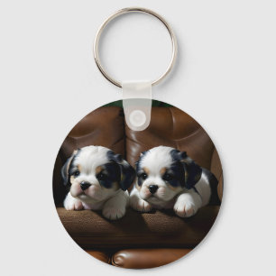 Porte-clés Chiots super mignons sur le canapé 1