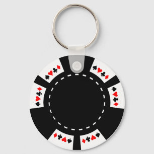 Porte-clés Chip de poker noir et blanc