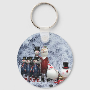 Porte-clés Choeur Tin de Noël, avec Père Noël, Snowman, Pingo