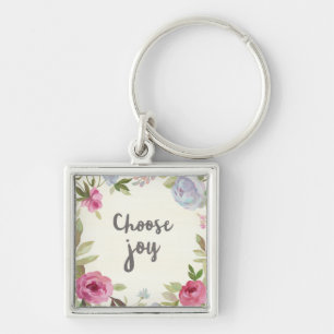 Porte-clés Choisissez floral en pastel de joie