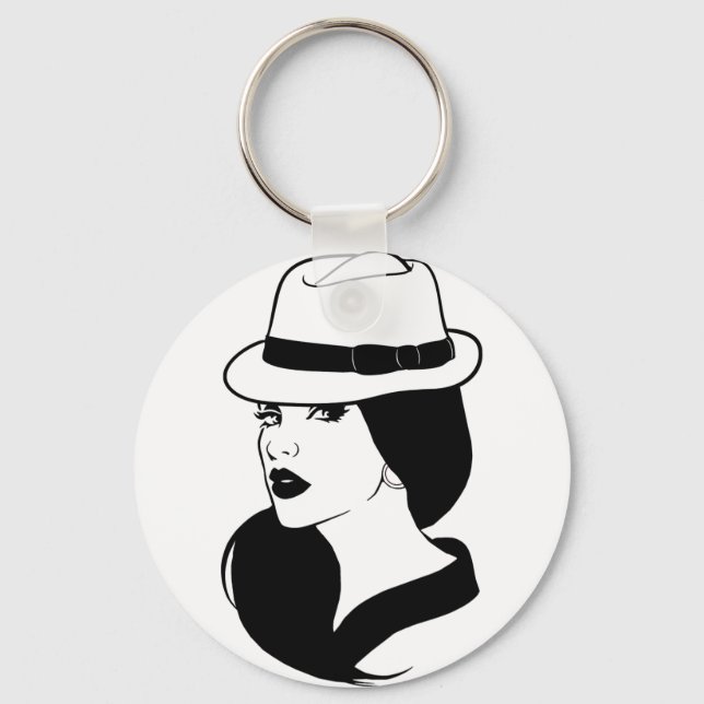Porte-clés Chola Mexicaine Latina Fille Femme Visage Art (Recto)