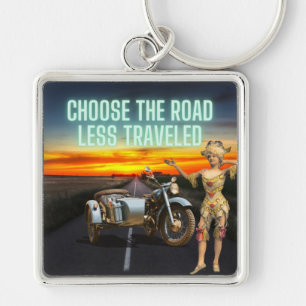 Porte-clés Choose the Road Less Traveled Fun Altered Art