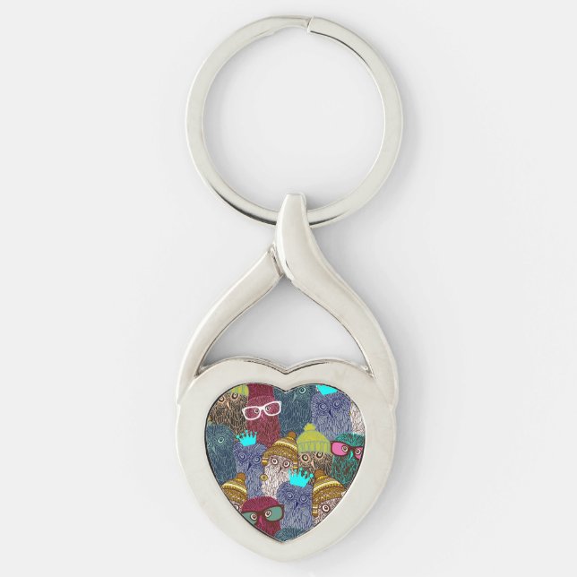 Porte-clés Chouette dans la couronne (Devant)