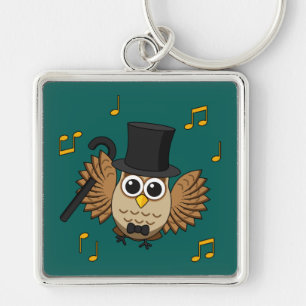 Porte-clés Chouette dansante mignonne avec notes musicales De