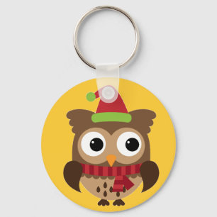 Porte-clés Chouette de Santa Hat avec Porte - clé du bouton R