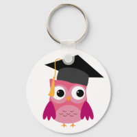 Chouette rose avec Porte - clé de capuchon