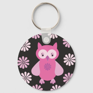 Porte-clés chouette rose mignonne