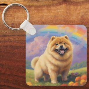 Porte-clés Chow Chow Memorial Nom personnalisé Chien Rainbow 