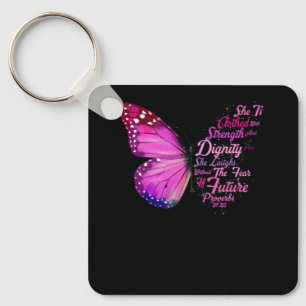 Porte-clés Christian Bible Verse Proverbes 31 25 Papillon Ell