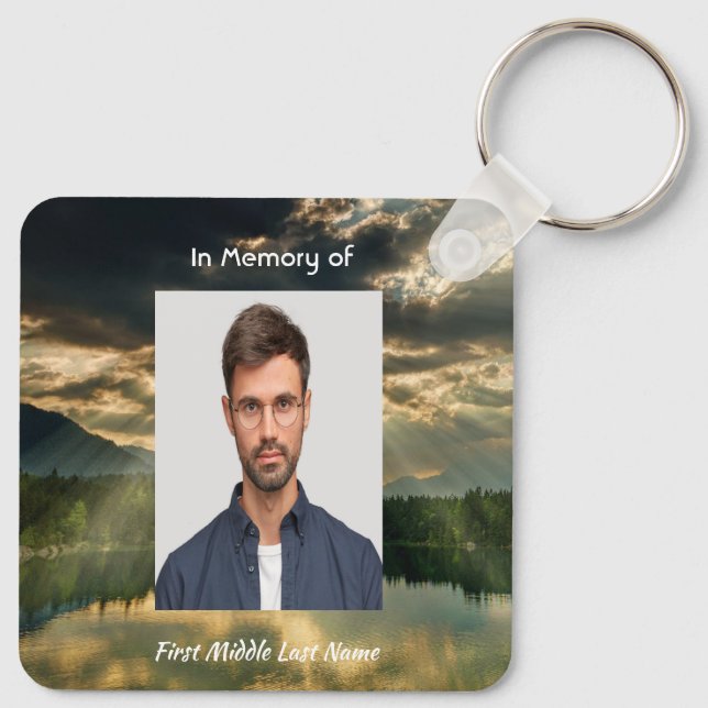 Porte-clés Christian Memorial Keepsake Beautiful Lake Beach (Dos)