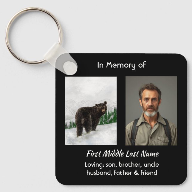 Porte-clés Christian Memorial Keepsake Black Bear Animal (Recto)