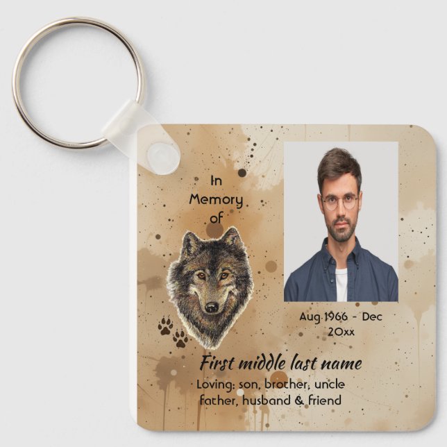 Porte-clés Christian Memorial Keepsake Wolf Wolves Animal (Recto)