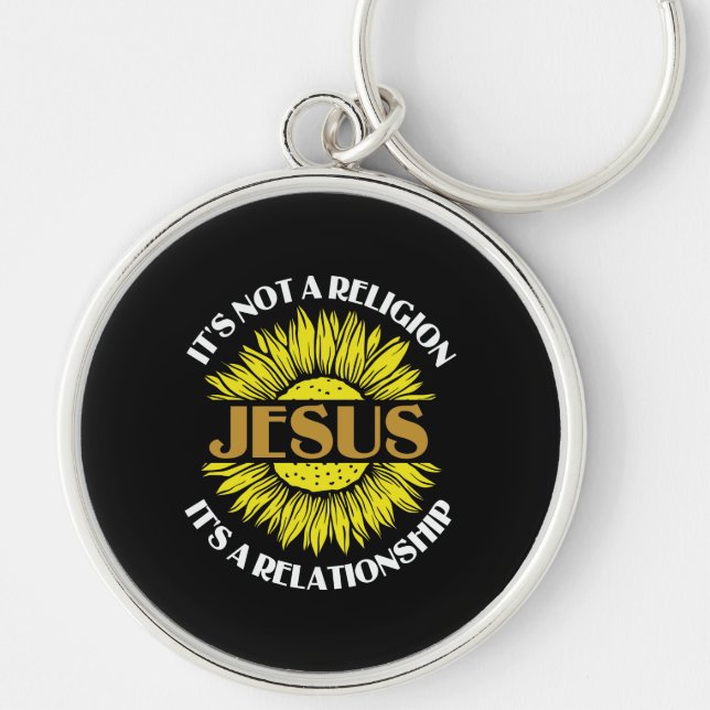Porte-clés Christian N'Est Pas Une Religion Jésus Tournesol (Devant)