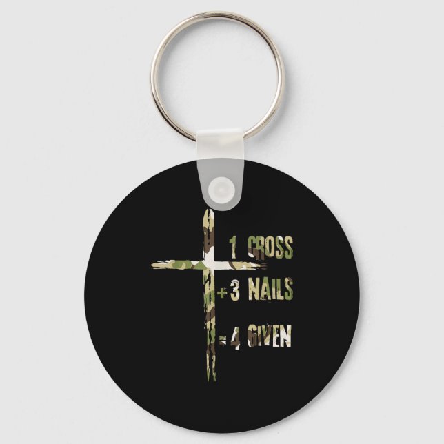 Porte-clés Christian One Cross Plus Three Nails Equals Forgiv (Recto)