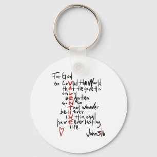 Porte-clés Christian Valentines Jean 3_16 Pour Dieu Si Aimé L