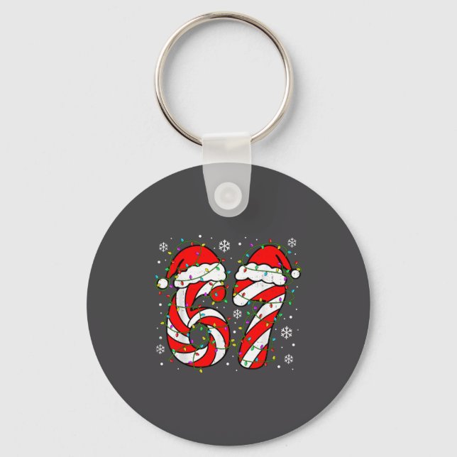Porte-clés Christmas 67 Candy Cane Six Seven Meme Lights Sant (Recto)