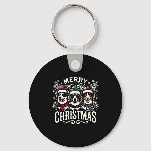 Porte-clés Christmas Australian Shepherd Santa Hat Aussie Chr (Recto)