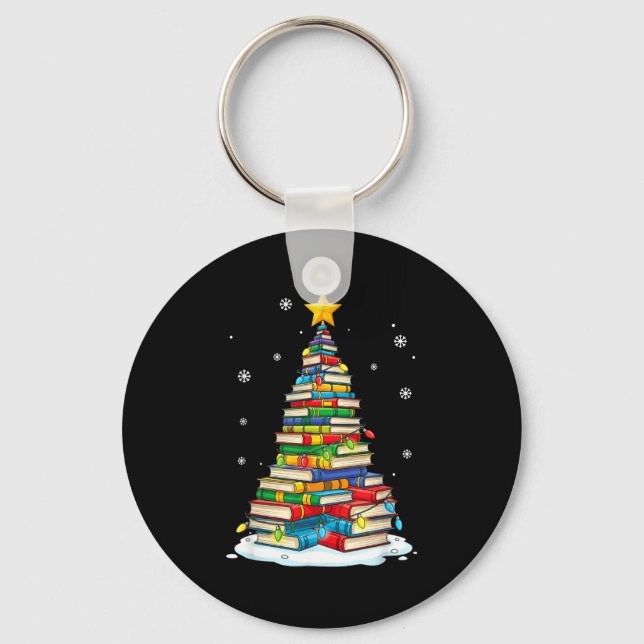 Porte-clés Christmas Book Tree Funny Librarians Books Lover  (Recto)