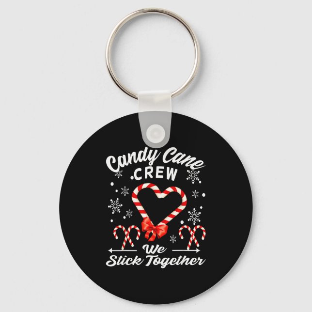 Porte-clés Christmas Candy Cane Crew 2025 Heart Holiday Famil (Recto)