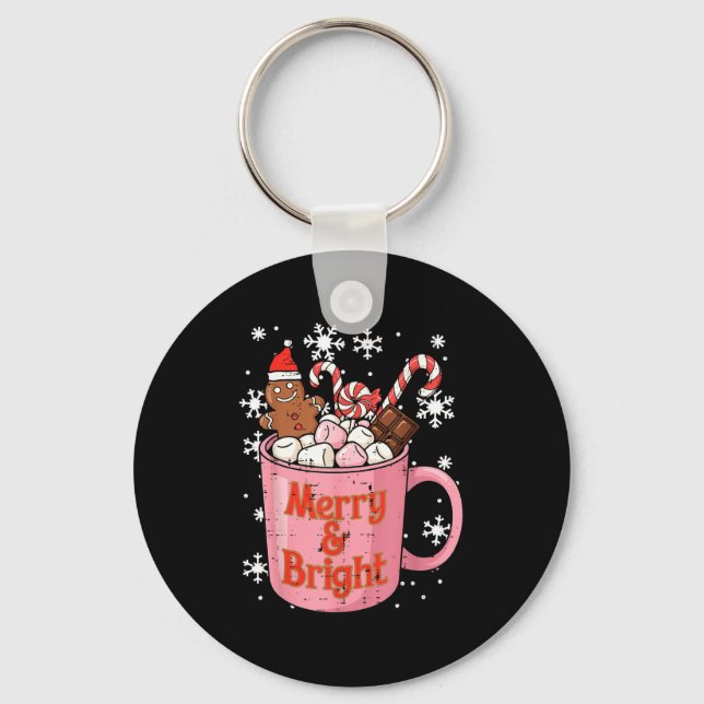 Porte-clés Christmas Gingerbread Cocoa Merry Bright Xmas Wome (Recto)