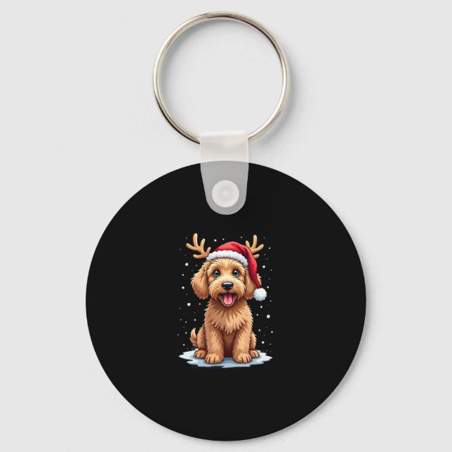 Porte-clés Christmas Goldendoodle Dog Reindeer Holiday Doodle (Recto)