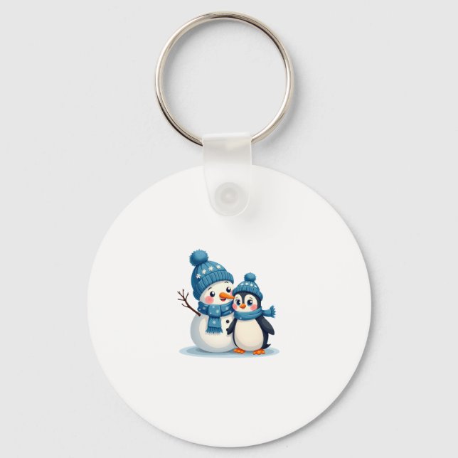 Porte-clés Christmas Merry Christmas For Gift Penguin Snowman (Recto)