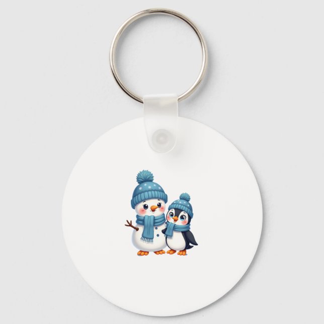 Porte-clés Christmas Merry Christmas For Gift Penguin Snowman (Recto)