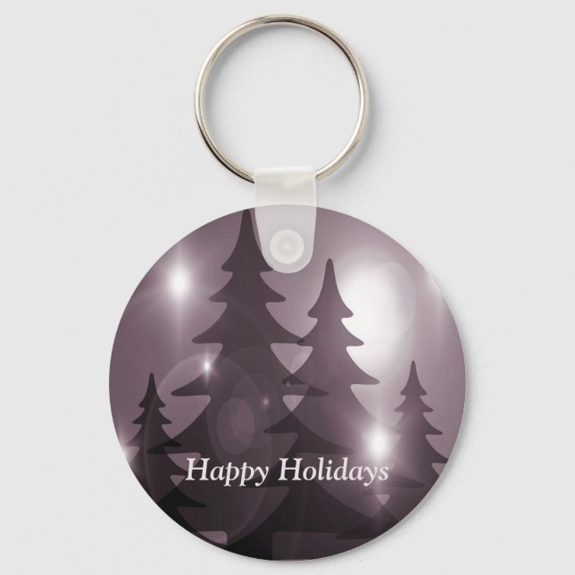 Porte-clés Christmas Party Pink Trees Holiday Winter Elegant (Recto)