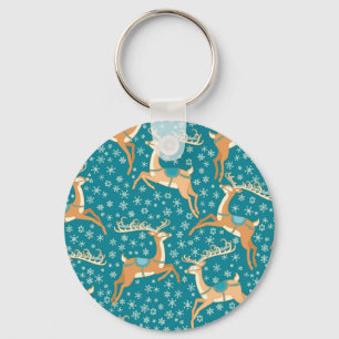 Porte-clés Christmas Reindeer : Vintage Motif sans couture.