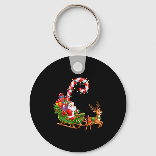 Porte-clés Christmas Santa Claus Riding Reindeer Lights Men W (Recto)