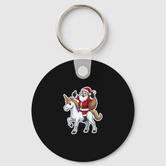 Porte-clés Christmas Santa Claus Riding Unicorn - Xmas Girls 