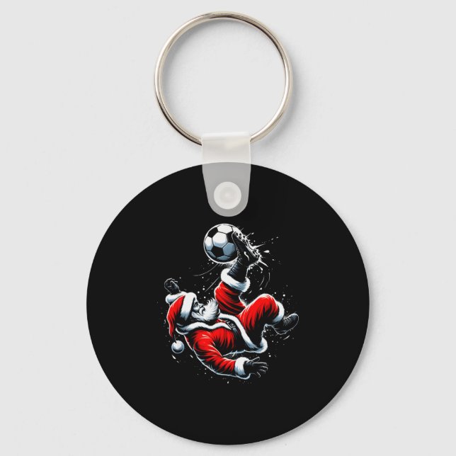 Porte-clés Christmas Santa Soccer Player Bicycle Kick Xmas Ba (Recto)