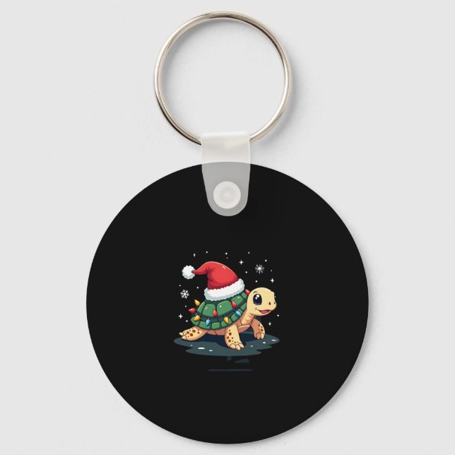 Porte-clés Christmas Sea Turtle Santa Xmas Men Women Boys Gir (Recto)