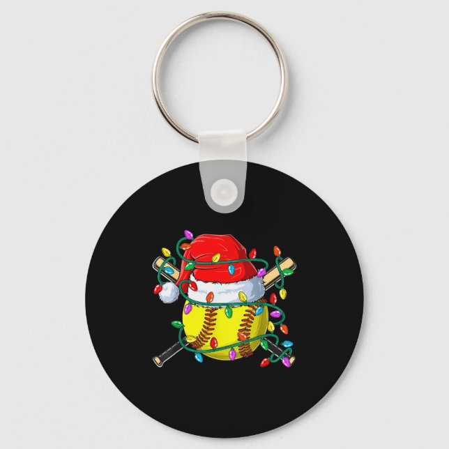 Porte-clés Christmas Softball Xmas Santa Srts Hat Mens Womens (Recto)