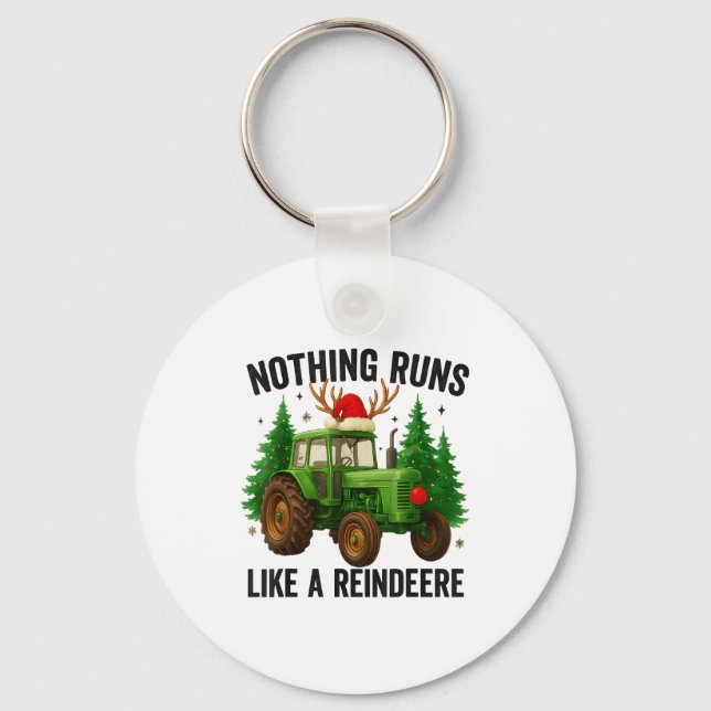 Porte-clés Christmas Tractor Farm Nothing Runs Like A Reindee (Recto)