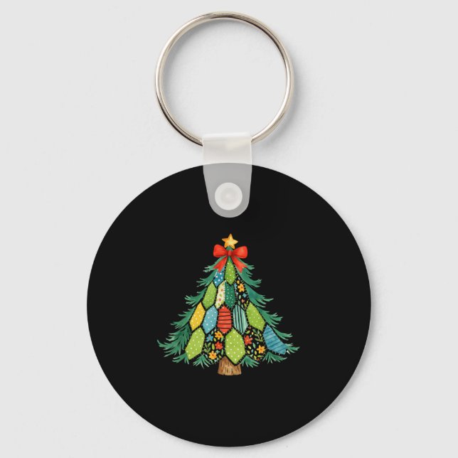 Porte-clés Christmas Tree Patchwork Coquette Bow Xmas Holiday (Recto)
