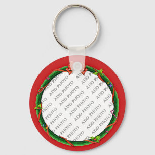 Porte-clés Christmas Wreath Ajouter Votre Photo & Arrière - p