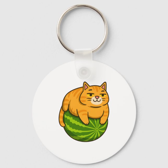 Porte-clés Chubby Chat sur Watermelon Meme Shirt (Recto)