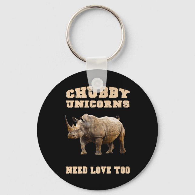 Porte-clés Chubby Unicorns Need Love Too Rhino (Recto)