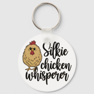 Porte-clés Chuchoteur de poule soie drôle de Silkie Ckyard