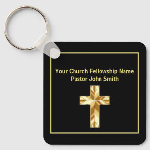 Porte-clés Church Pastor Classy Black Cross Business