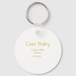 Porte-clés ciao bébé jaune or pastel prénom date baby shower