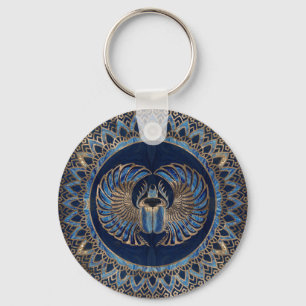 Porte-clés Ciboulette égyptienne dorée et marbre bleu