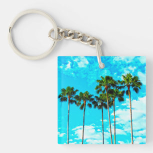 Porte-clés Ciel bleu de palmiers tropicaux frais
