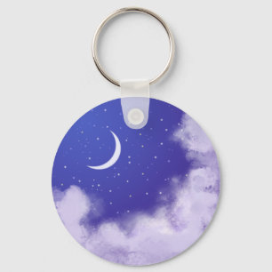 Porte-clés Ciel nocturne rêvé avec Crescent Moon