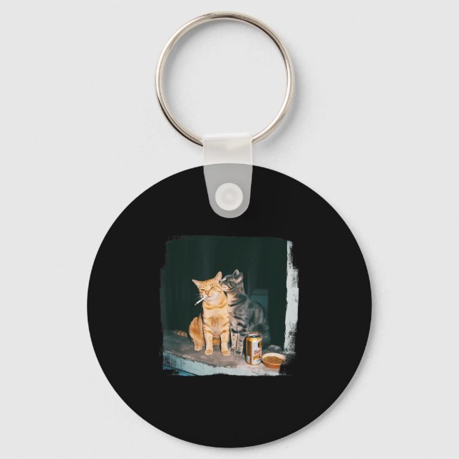 Porte-clés Cigarette Kitten Drôle Fumer Mème Chat Stud Cervea (Recto)