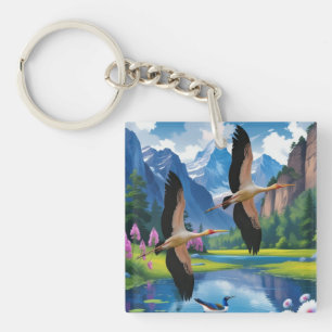 Porte-clés Cigogne à bec jaune dans le parc national de Paana